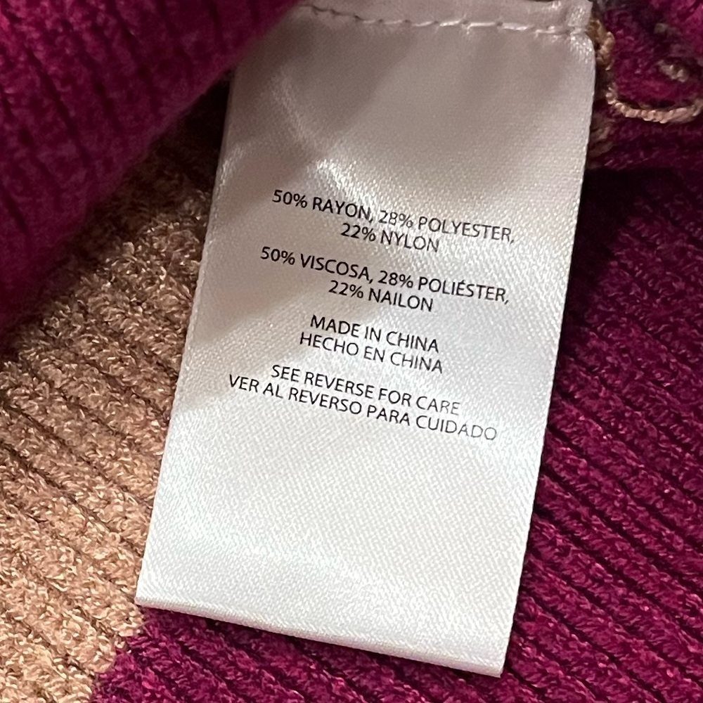 Express Oversized Color Block Sweater Medium Tan Pink Raspberry Black - Picture 9 of 13